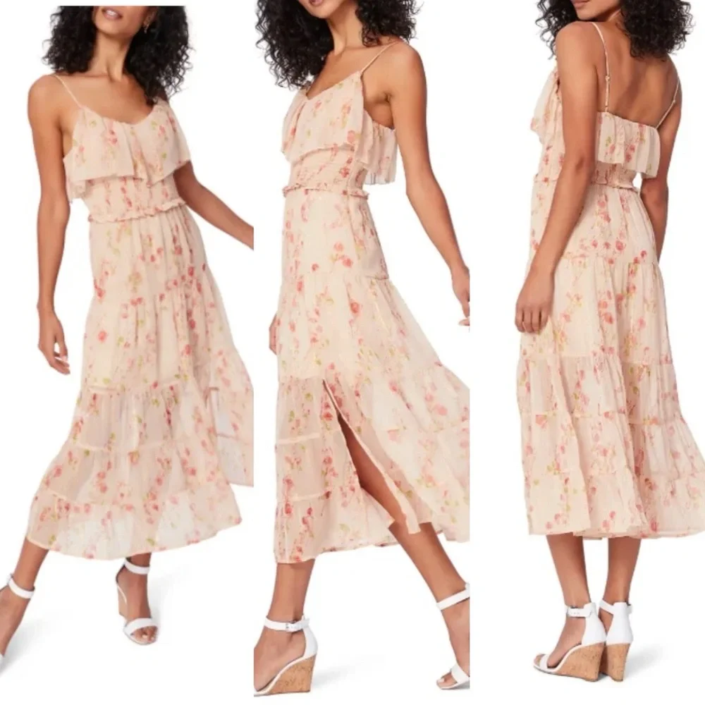 PAIGE KALANI FLORAL maxi Orange AFTERGLOW DRESS size XS - Picture 2 of 8